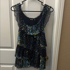 Apt. 9 Navy and Yellow Floral Sleeveless Blouse